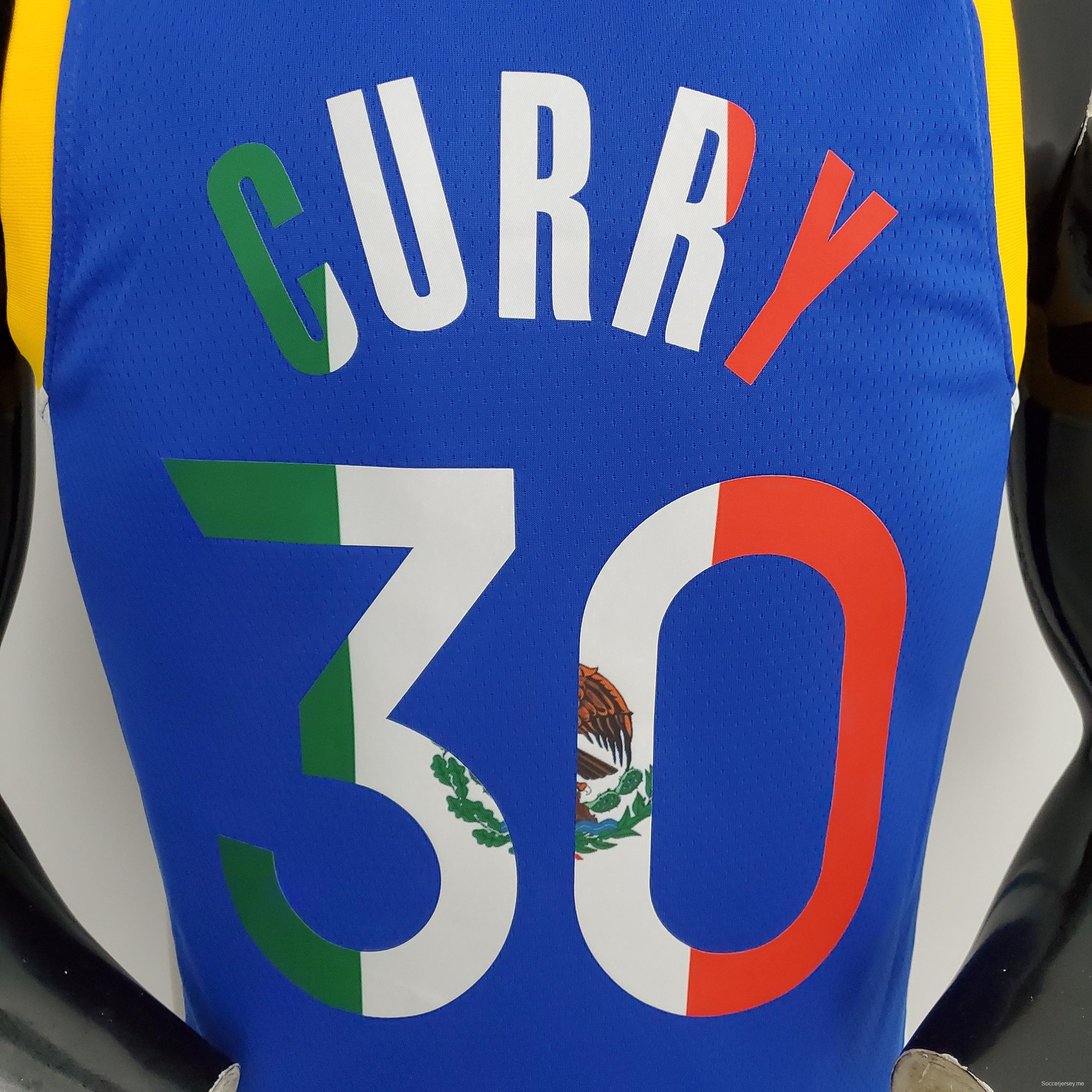 Retro 75th Anniversary Golden State Warriors CURRY#30 Mexico Blue NBA Jersey