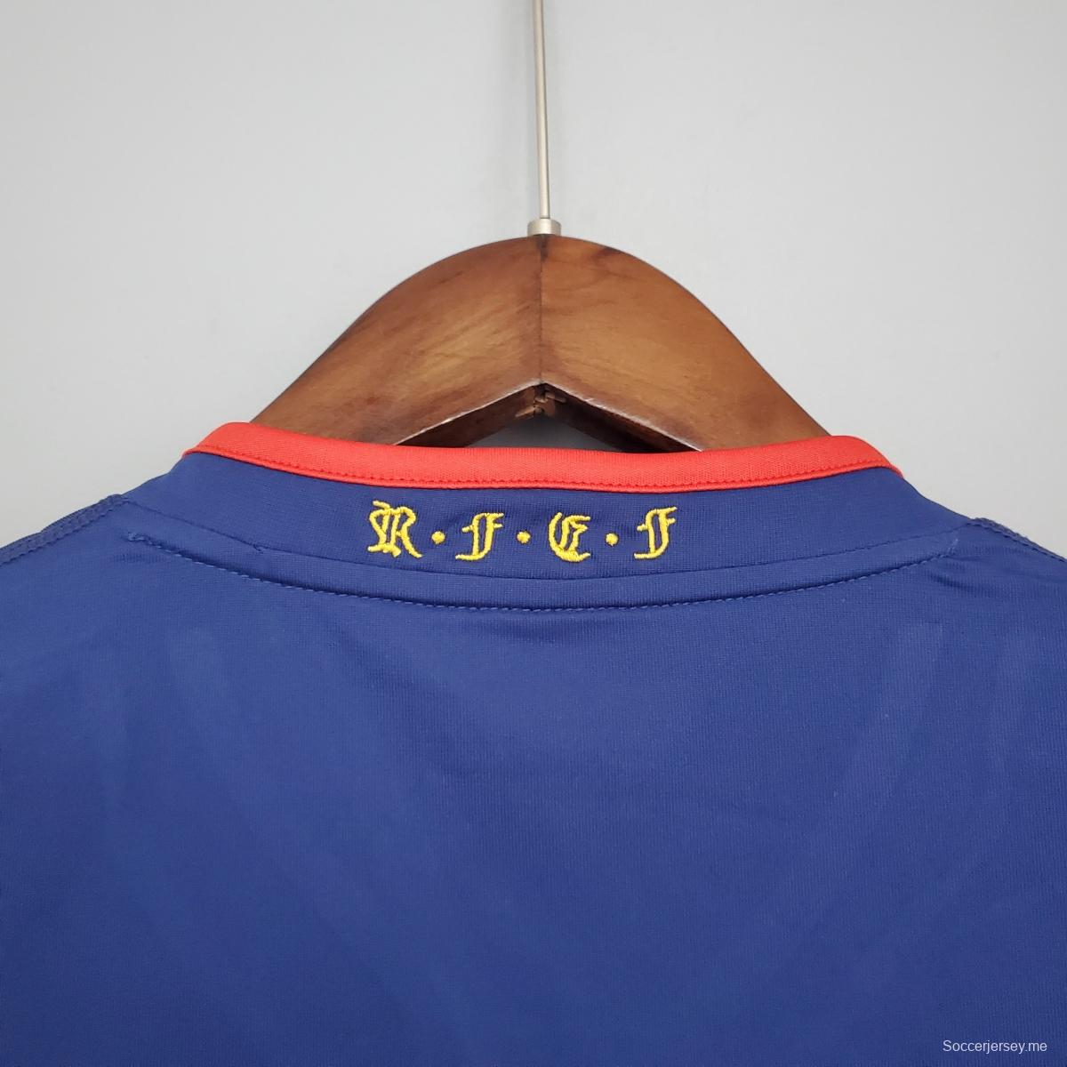 قميص كرة القدم الإسباني بأكمام طويلة ريترو 2010 خارج أرضه