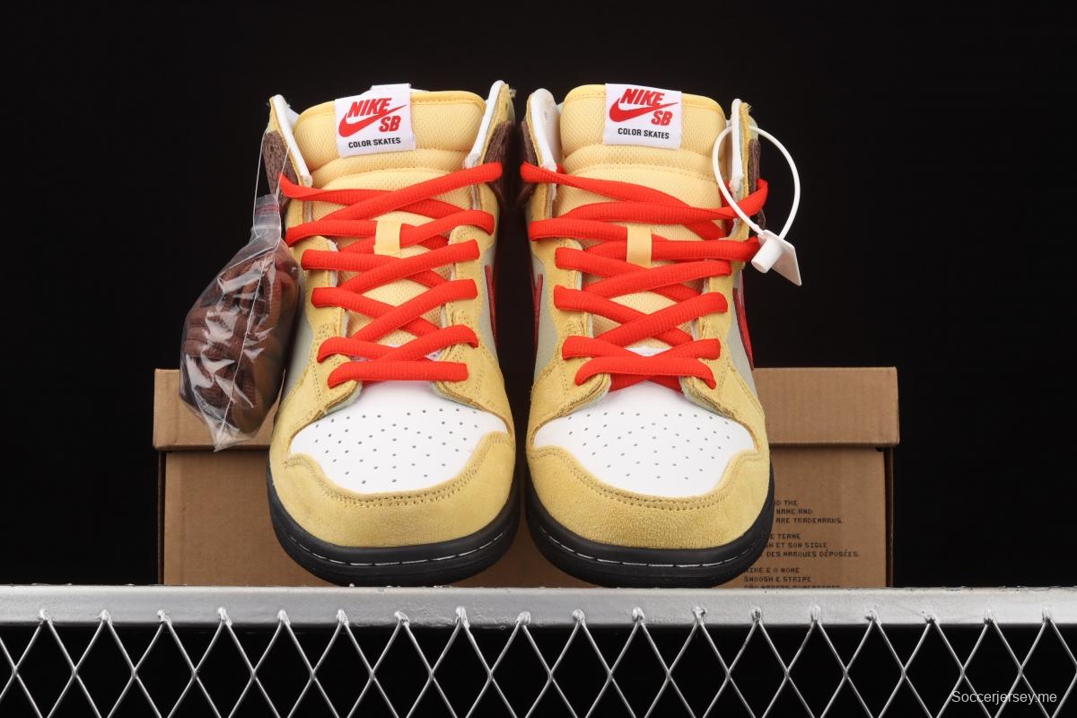 Color Skates x NIKE SB DUNK High burrito yellow brown red CZ2205-700