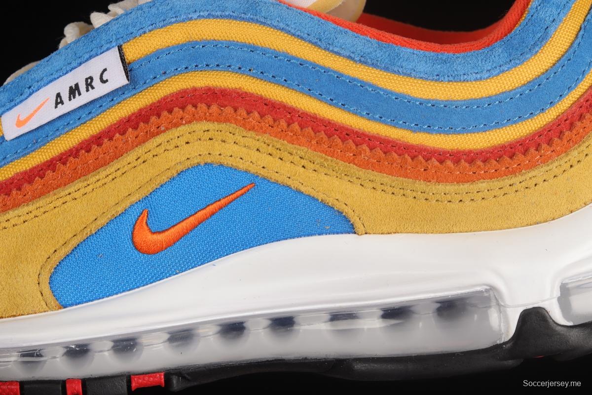 NIKE Air Max 97 SE yellow, blue and red color combination bullet air cushion sports running shoes DH1085-700