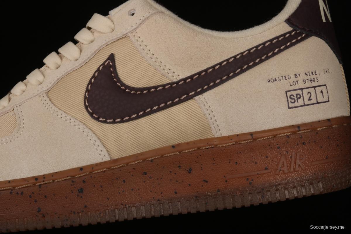 Air Force 1x07 light brown coffee low-top casual board shoes DD5227-234