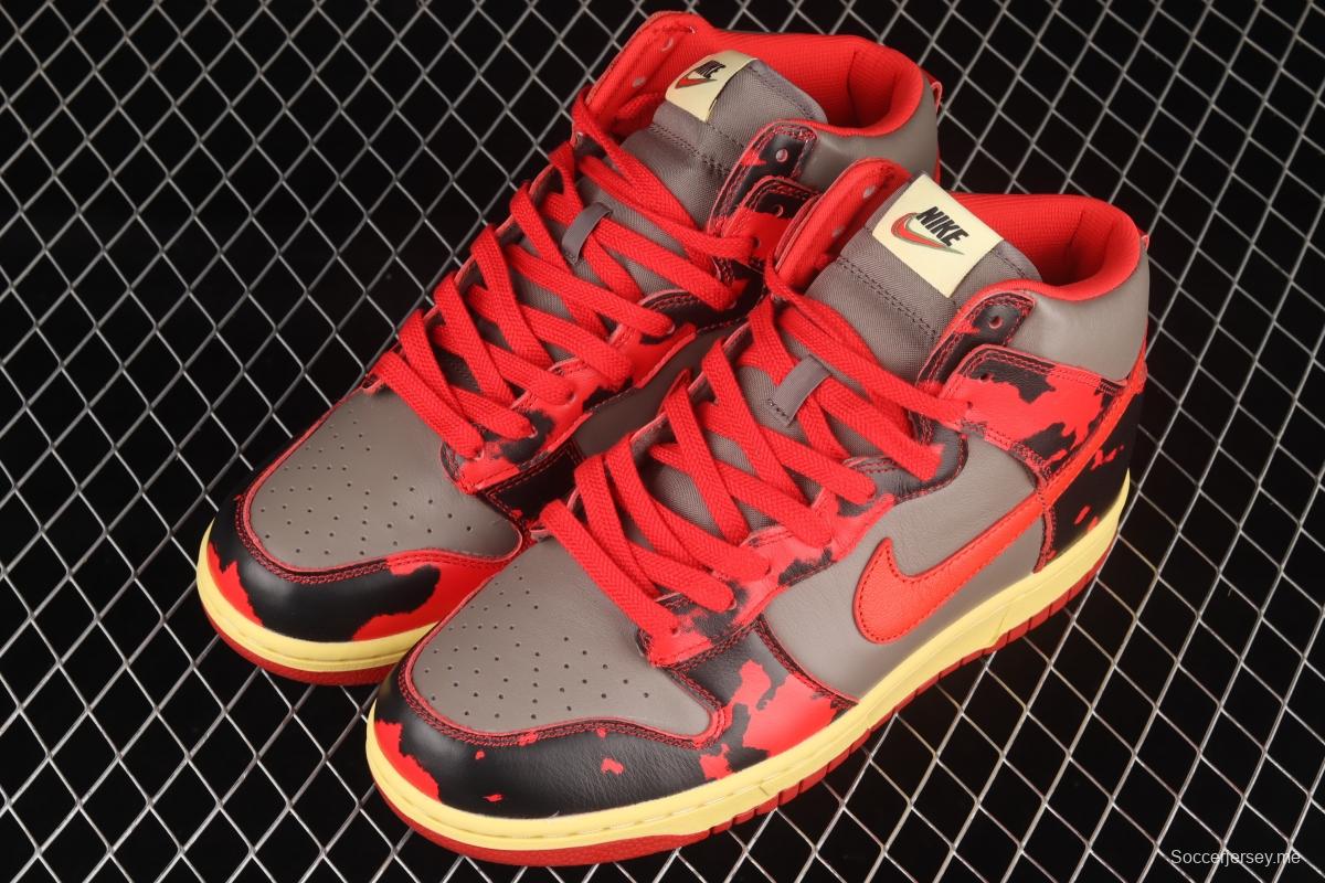 NIKE DUNK High 1985 Red Camo gray-black and red pickled high-top casual board shoes DD9404-600