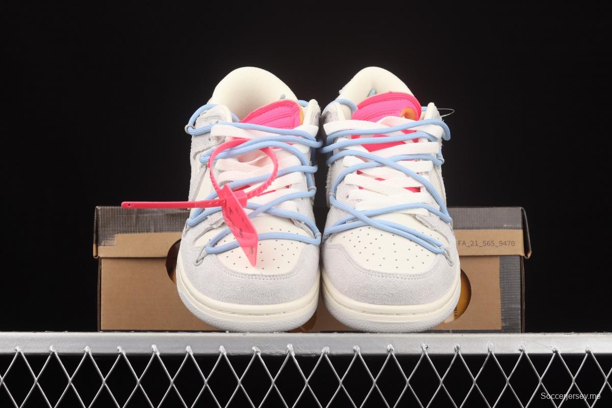 OFF-White x NIKE DUNK Low 12 of 50 OW suede SB buckle rebound fashion casual board shoes DJ0950-113