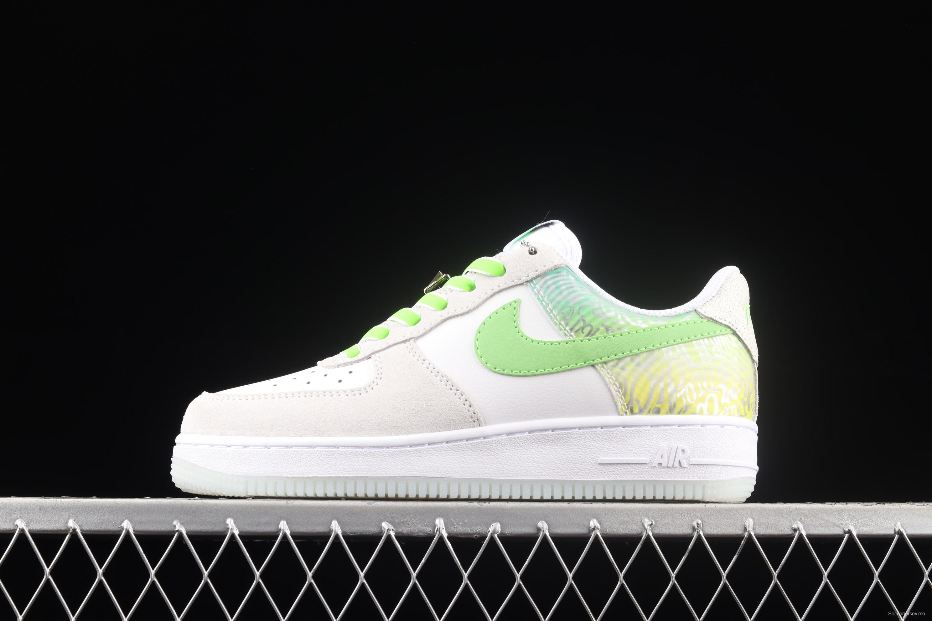 NIKE Air Force 1x 07 ESS video game 3D Apple green low-top casual board shoes DA8302-555