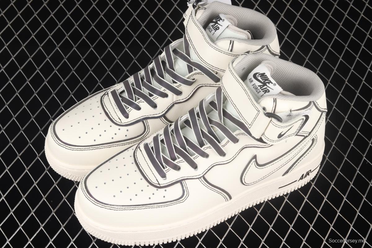 NIKE Air Force 1x 07 Mid laser rice white 3M reflective medium side leisure sports board shoes AQ2898-008