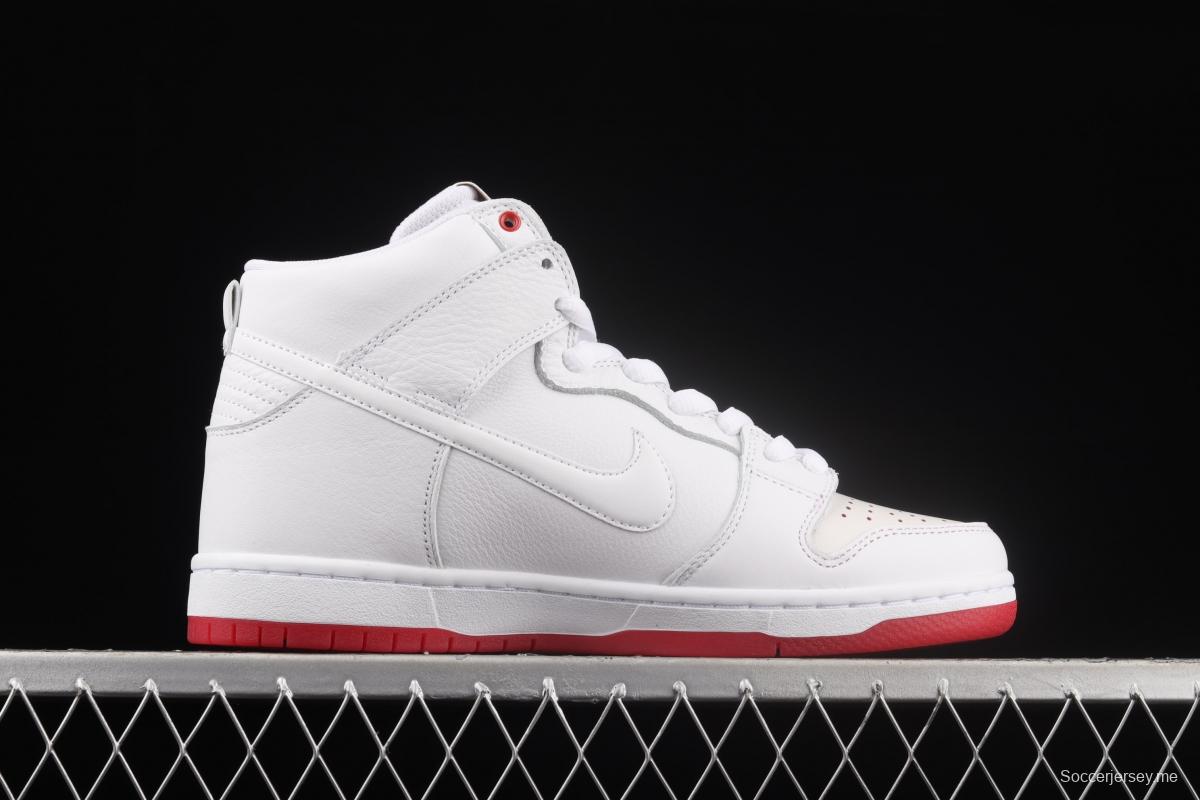 NIKE DUNK SB Zoom High Pro Qs white and red scraping, white coconut SB crushing rebounds, high upper shoes AH9613-116