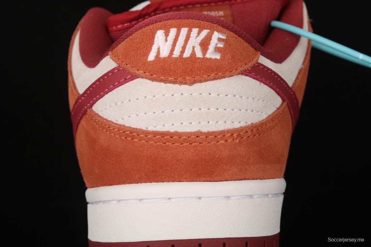 NIKE SB DUNK Low Pro brown-red color matching low-top casual board shoes BQ6817-202