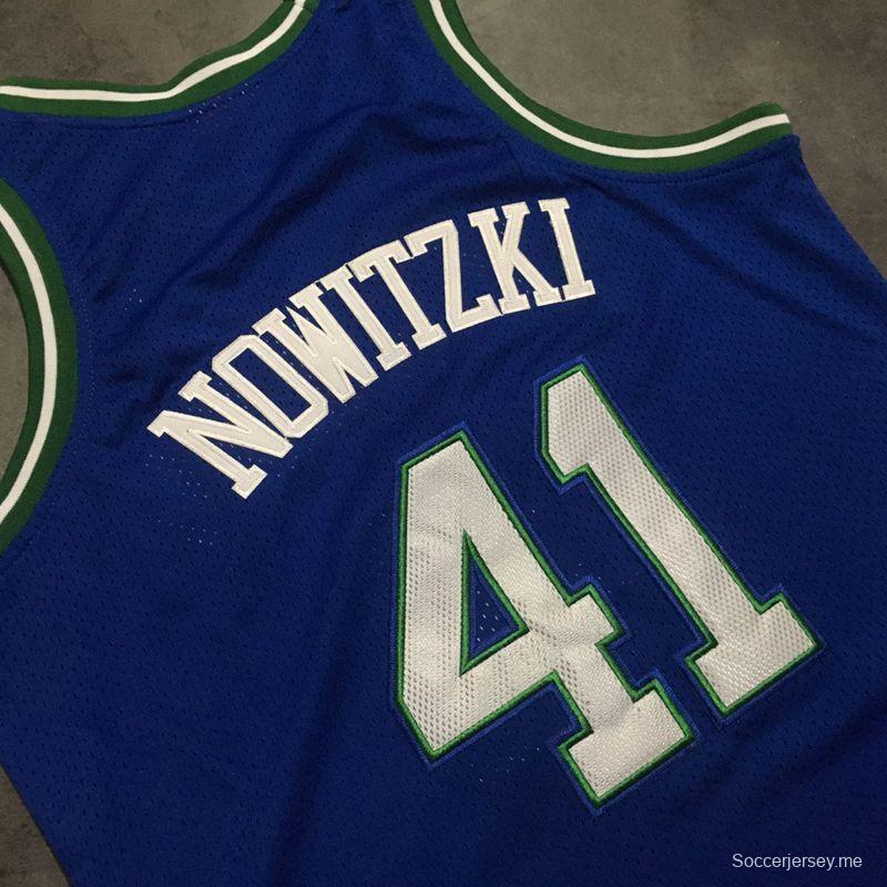 Men's Dirk Nowitzki Blue Retro Classic Team Jersey