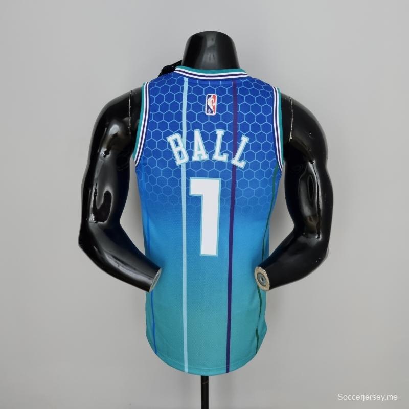2022 BALL # 1 قميص تشارلوت هورنتس تشارلوت هورنتس إصدار المدينة الأزرق من الدوري الاميركي للمحترفين
