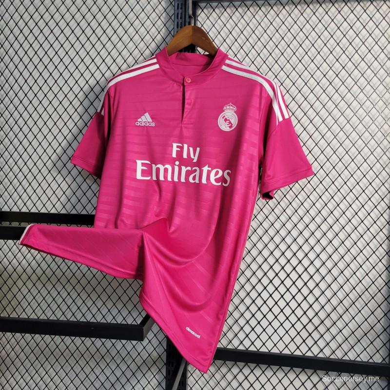 قميص ريترو 14-15 ريال مدريد ذهاباً وإياباً وردي اللون وردي اللون
