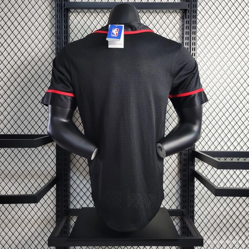 قميص أسود اللون أسود اللون رياضي دوري كرة السلة الأمريكي للمحترفين
