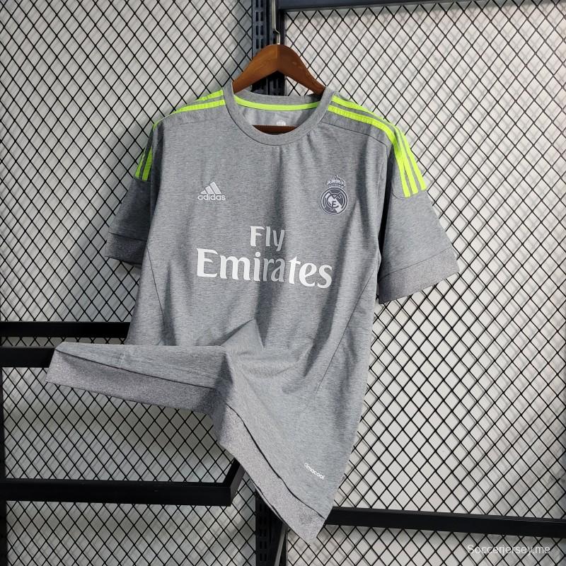 قميص كرة قدم ريترو 15/16 ريال مدريد رمادي عتيق خارجي رمادي

