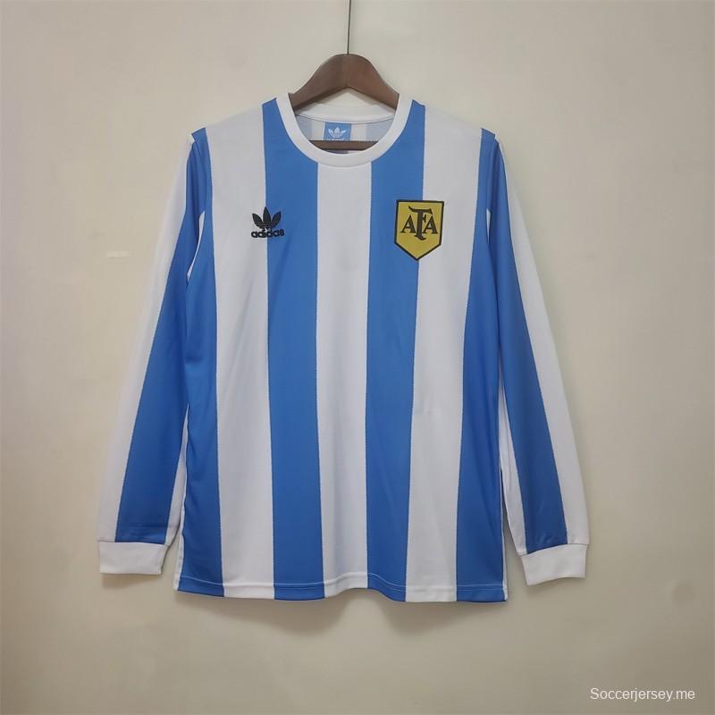قميص المنتخب الأرجنتيني بأكمام طويلة الأكمام ريترو 1978
