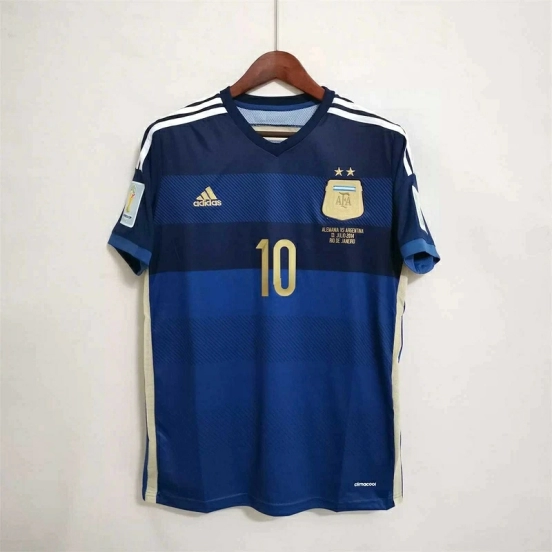 قميص ميسي الأرجنتين 2014 ريترو 2014 مع رقعة كأس العالم
