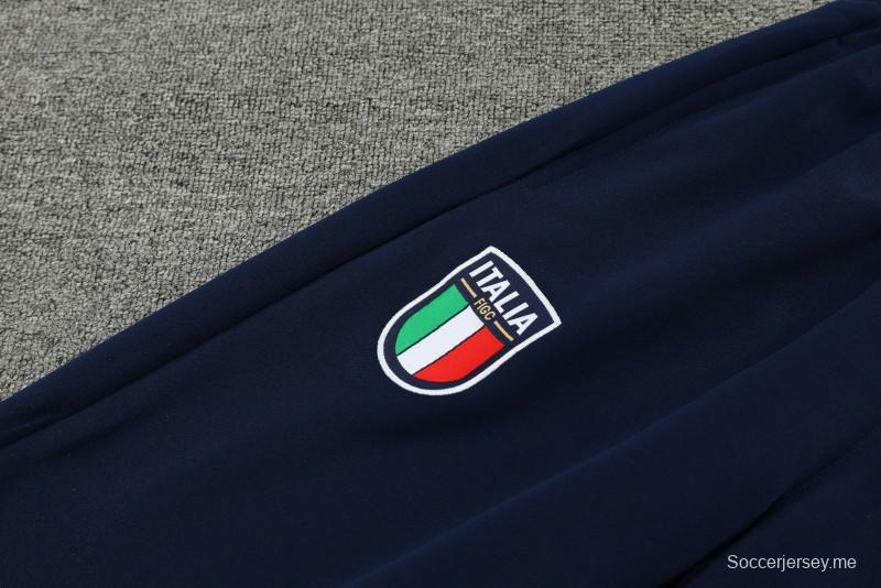 2023 إيطاليا 2023 جاكيت بحري كامل بسحاب + بنطلون + بنطلون
