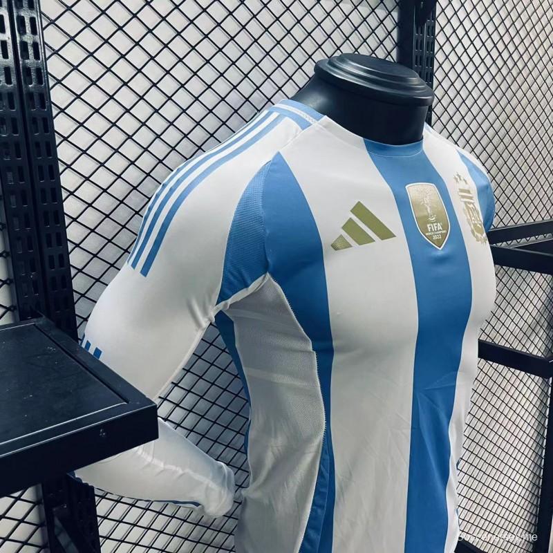 نسخة اللاعب 2024 قميص المنتخب الأرجنتيني بأكمام طويلة الأكمام للداخلية
