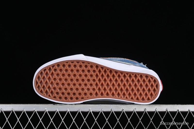 Vans Classics Knu Skool Washed Denim Distressed Vintage Chunky Tongue Skate Shoes - VN0009QCBLK