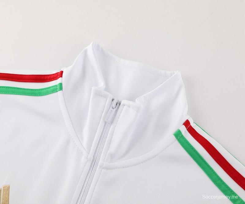 24/25 إيطاليا جاكيت أبيض كامل السحاب + بنطلون طويل + جاكيت أبيض كامل السحاب + بنطلون طويل