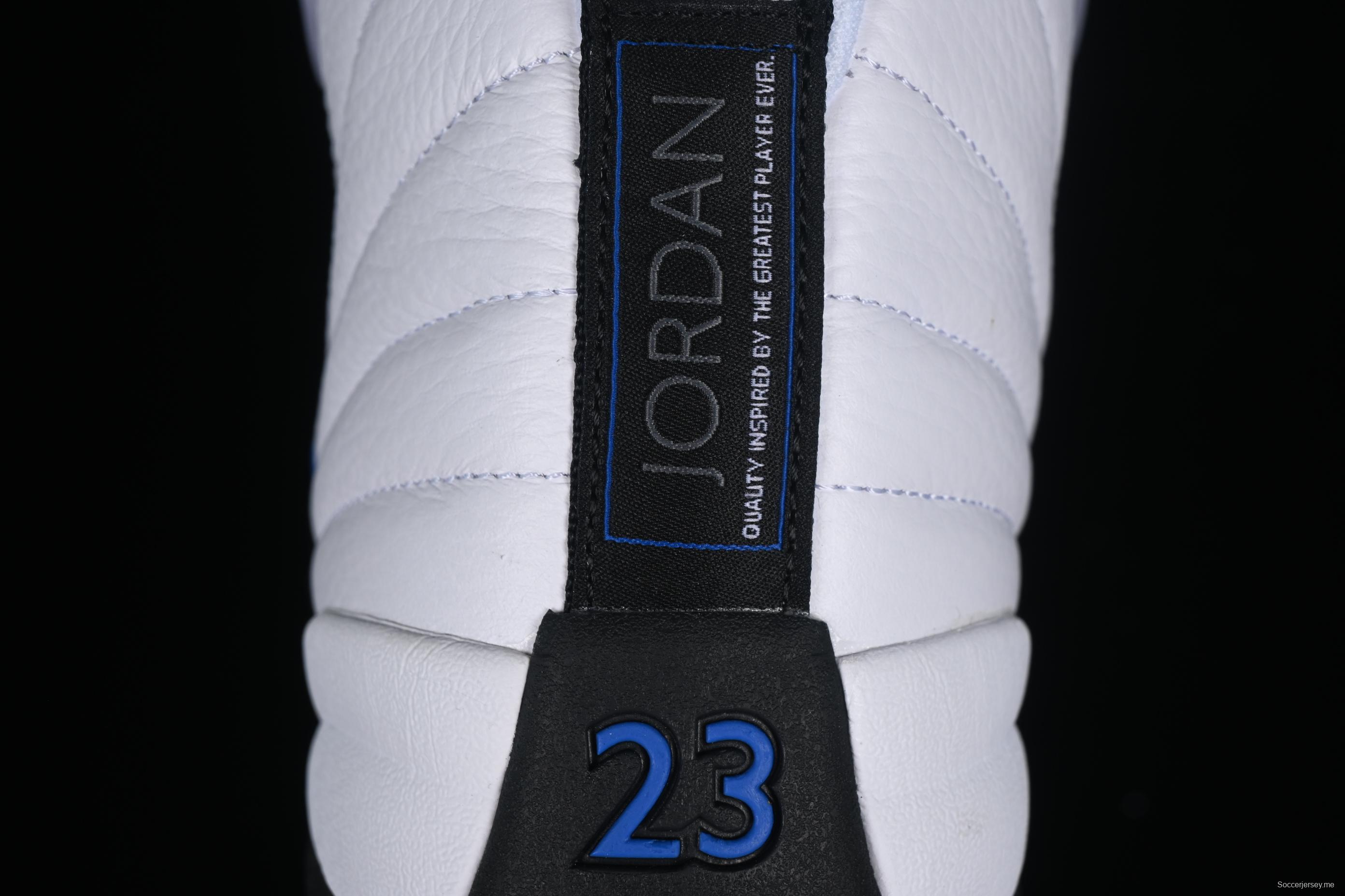 Nike Air Jordan 12 Retro Basketball Shoes in White Black Blue - CT8013-140