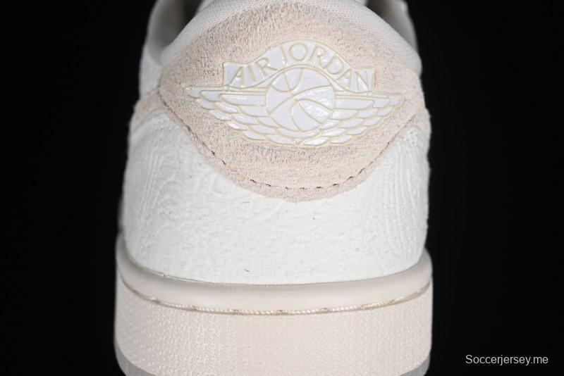 Nike CP3 x Air Jordan 1 Low AJ1 Floral Embossed White Casual Sneakers - FZ0455-200