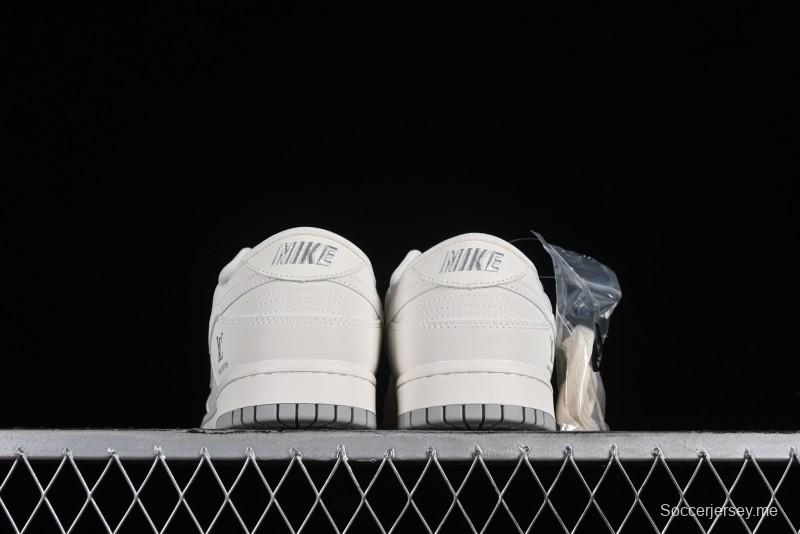 Nike SB Dunk Low LV Collaboration - Double Swoosh Beige Grey Anniversary High-End Custom Low-Top Casual Sneakers - FC2025-306