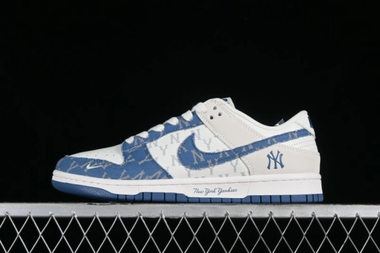 Nike SB Dunk Low MLB Collaboration - Blue Denim Anniversary Custom Low-Top Casual Sneakers - DQ1098-348