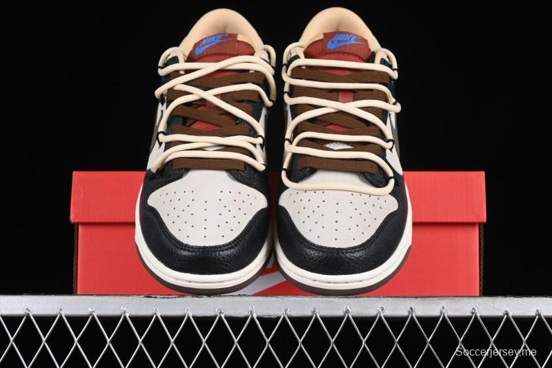 Nike Dunk Low "Mars Stone" Witch Puppet Themed SB Lace-Up Low-Top Casual Sneakers in Black/Mocha Brown - DR9704-200