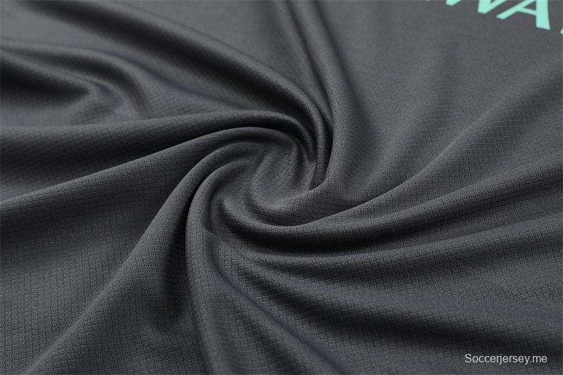 24/25 باريس سان جيرمان قميص بأكمام رمادي قصير الأكمام + شورت قصير الأكمام