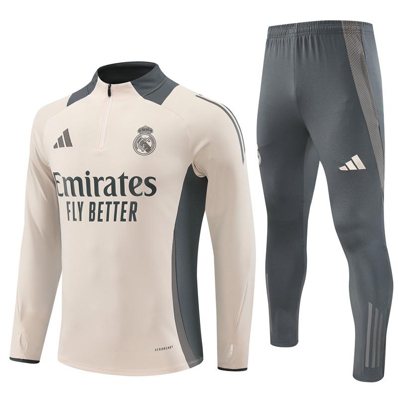 24/25 ريال مدريد جاكيت نصف سحاب كاكي + بنطلون طويل + بنطلون طويل
