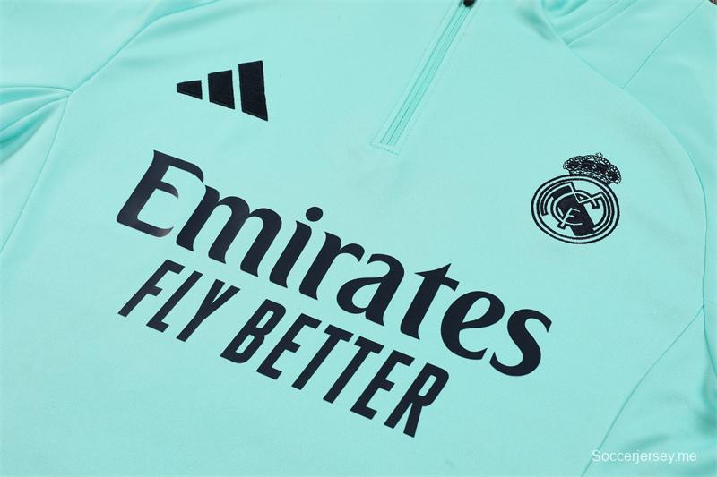 24/25 ريال مدريد بحيرة ريال مدريد أزرق نصف سحاب جاكيت أزرق + بنطلون طويل