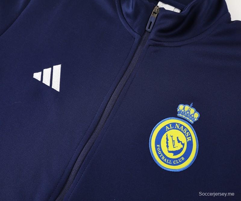 24/25 النصر جاكيت بحري بسحاب كامل + بنطلون طويل + بنطلون طويل
