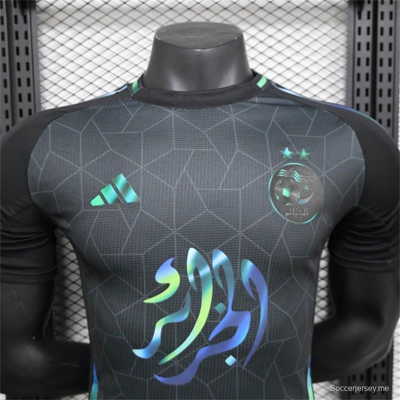 2024 نسخة اللاعب الجزائري 2024 قميص المنتخب الوطني الجزائري الأسود الخاص