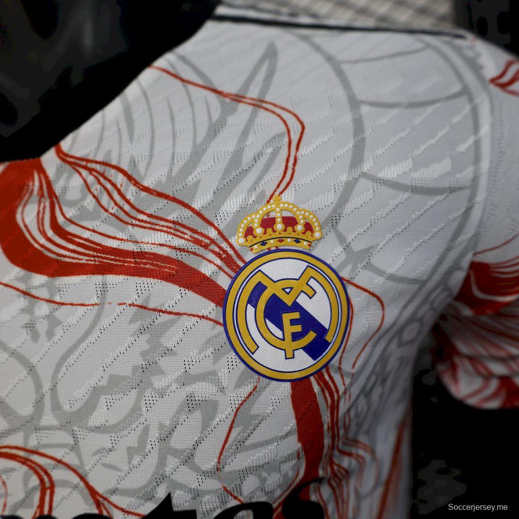 25/26 إصدار خاص من قميص التنين الأبيض والأسود إصدار خاص من ريال مدريد