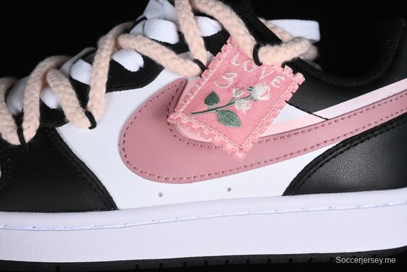 Nike Court Borough Low 2 Retro Casual Sneakers in Dark Pink and Black - BQ5448-115