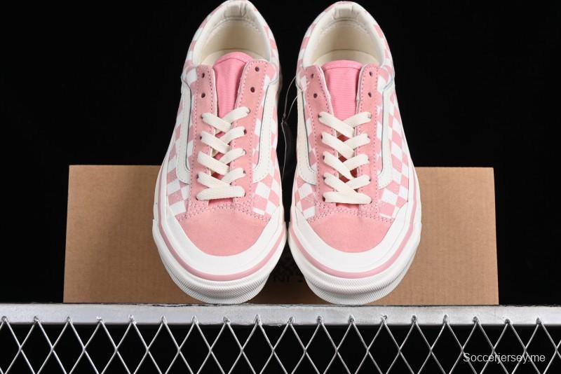 Vans Old Skool Reissue 136 Pink Checkerboard Low Top Retro Canvas Shoes - VN000MT6EBQ