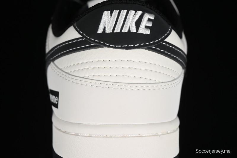Nike SB Dunk Low Supreme Collaboration - Beige Black Canvas Anniversary Custom Low-Top Casual Skate Shoes - BB8657-515