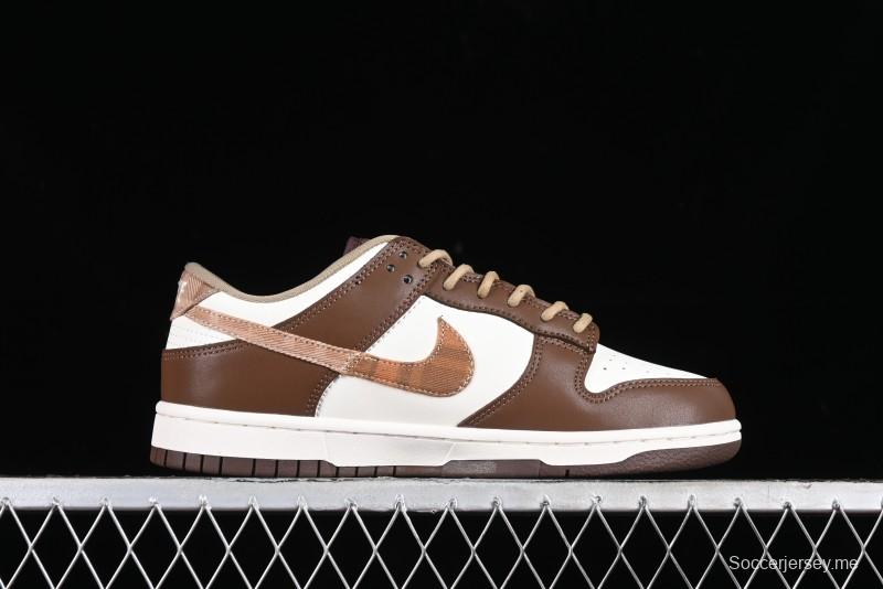 Nike Dunk Low SB White Brown Plaid Casual Skate Shoes - FV3653-191