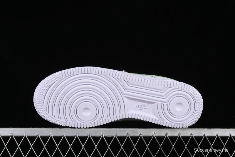 Nike Air Force 1 '07 Low Casual Sneakers with Anime-inspired Green Apple Spray Paint Design - DY8899-002