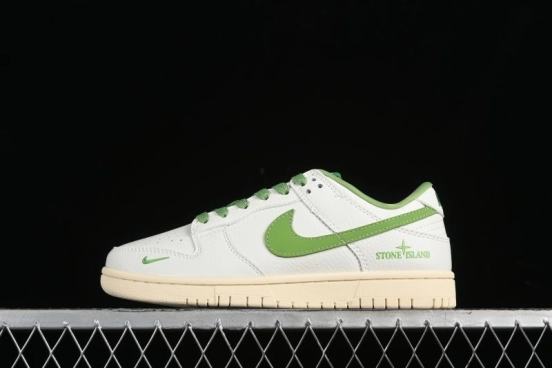 Nike SB Dunk Low Stone Island Collaboration - Spring Green Anniversary High-End Custom Low-Top Casual Sneakers - XB3802-348