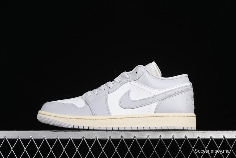 Nike Air Jordan 1 Low Casual Sneakers in White-Grey - FQ7687-300