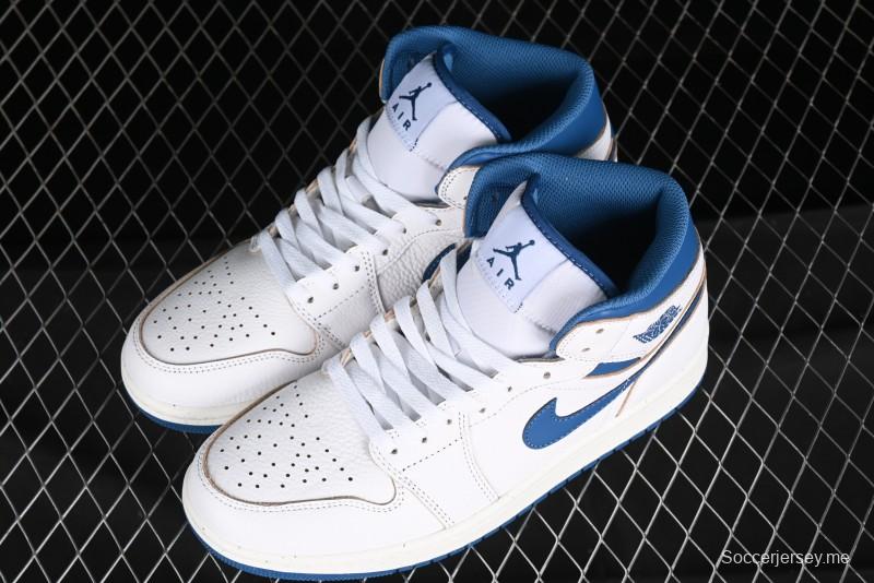 Nike Air Jordan 1 Mid Basketball Shoes Industrial Blue - FN5215-141