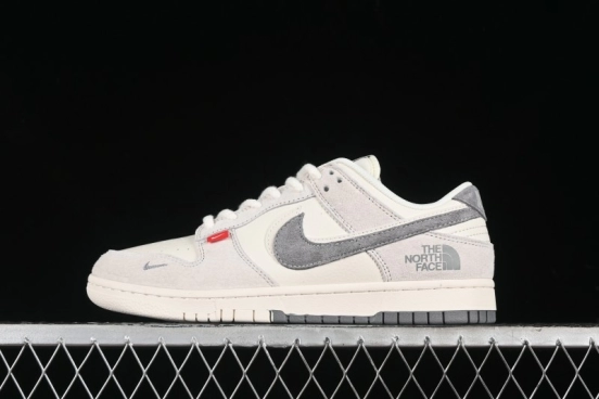 Nike SB Dunk Low The North Face Collaboration - Grey Pigskin Navy Swoosh Anniversary Custom Low-Top Casual Skate Shoes - SJ1089-009