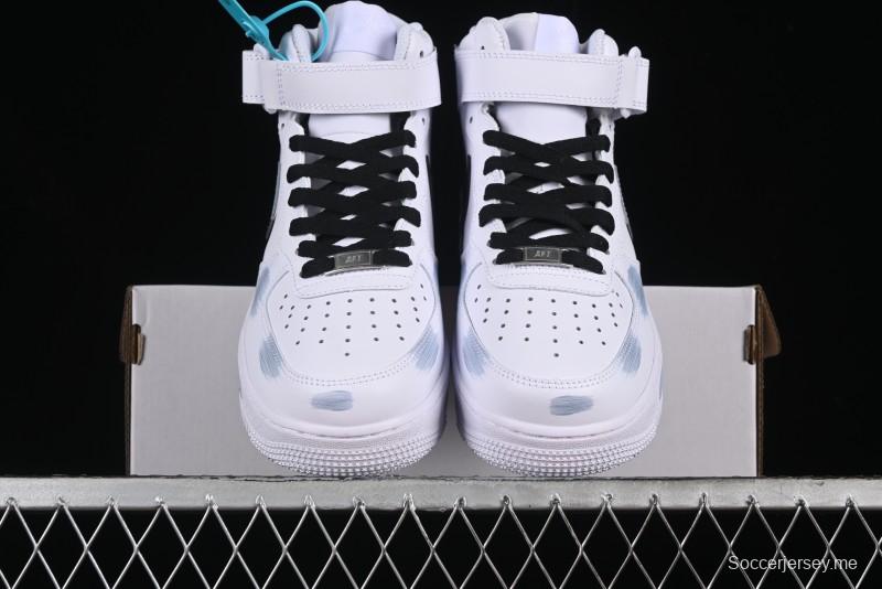 Nike Air Force 1 Mid Custom Hand-Painted Broken Three Hooks Shadow Spray-Painted Strap Mid-Top Casual Sneakers - CW2289-111