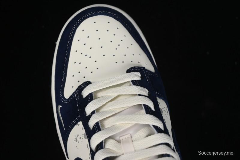 Nike SB Dunk Low UN Collaboration - Splatter Navy Swoosh Anniversary Custom Low-Top Casual Skate Shoes - DJ2024-041