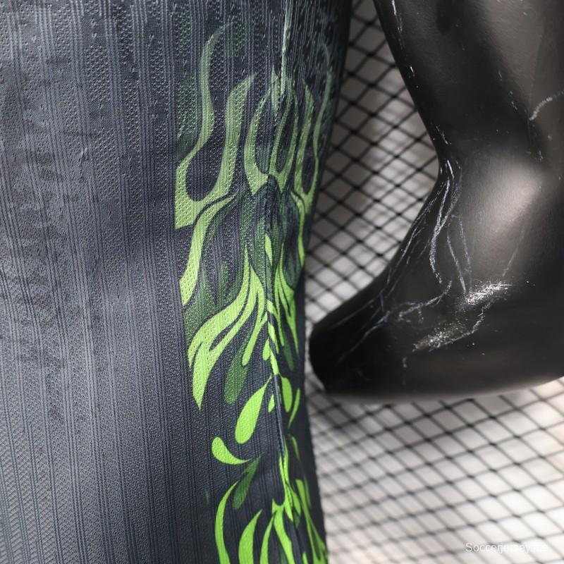 إصدار اللاعب 2025 البرازيل 2025 قميص البرازيل الرمادي الداكن مع قميص أخضر نيون لهب