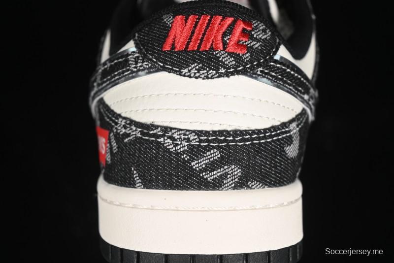 Nike SB Dunk Low Levi's Collaboration - Black Printed Denim Anniversary Customized Low-Top Casual Sneakers - XX2025-109
