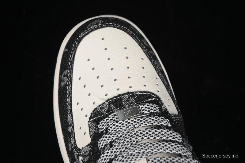 Nike Air Force 1 '07 Low Levi's Collaboration Double Swoosh Beige Black Casual Sneakers - SJ6698-001