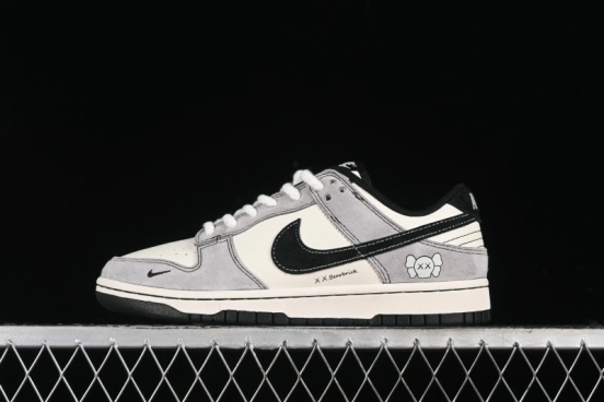 Nike SB Dunk Low KAWS Series - Grey White Black Swoosh Anniversary High-End Custom Low-Top Casual Skate Shoes - MM1089-015