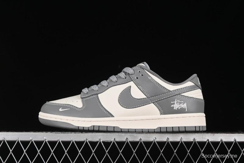 Nike SB Dunk Low Stussy Collaboration - Midnight Grey Anniversary Custom Low-Top Casual Skate Shoes - BB9898-007