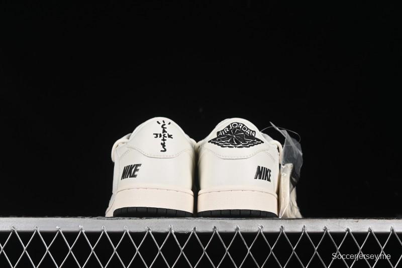 Nike Travis Scott x Fragment Design x Air Jordan 1 Low OG SP AJ1 Black Logo Drawstring Low-Top Casual Sneakers - SJ0086-135